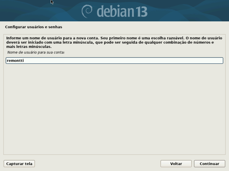 Instalação do Debian 13 Trixie limpa passo-a-passo (netinst) - Remontti